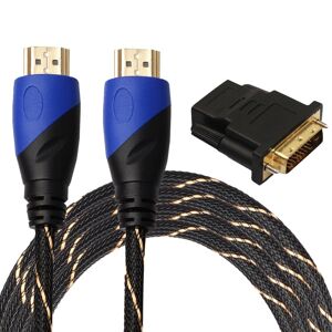 Shoppo Marte 3m HDMI 1.4 Version 1080P Woven Net Line Blue Black Head HDMI Male to HDMI Male Audio Video Connector Adapter Cable with DVI Adapter Set