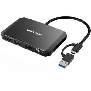 WAVLINK WL-UG69DH2 Dual Monitor USB+Type-C to Dual 4K HD DisplayPort Adapter Splitter(Black)