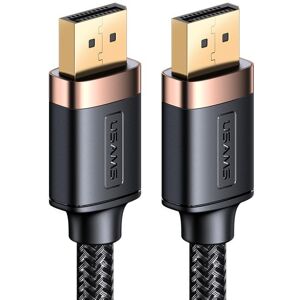 USAMS US-SJ531 U74 DP to DP 4K Glossy Aluminum Alloy HD Audio and Video Cable, Cable Length: 2m(Black)