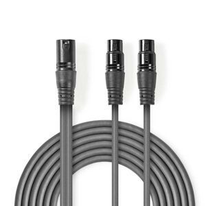 Nedis Balanceret Audio kabel   XLR 3-Pin Han   2x XLR 3-Pin Hunstik   Nikkelplateret   1.50 m   Runde   PVC   Mørkegrå   Kartonhylster