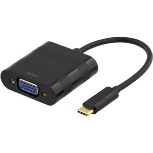 Deltaco USB 3.1 til VGA adapter, USB-C han - VGA hun, sort