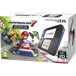 Nintendo 2ds sort og blå konsol + Mario kart 7 spil (brugt, god stand)