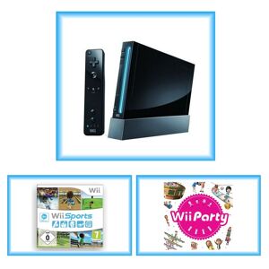 Nintendo Wii black +wii sports+wii party+(brugt, god stand)