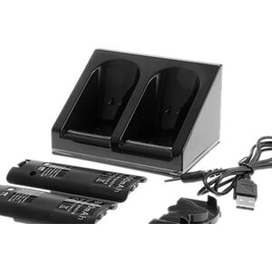 Teknikproffset Wii Dock + 2x batteri til Nintendo Wii/Wii U controller, svart