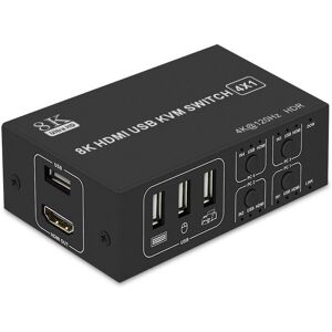 NÖRDIC KVM Switch 4 PC til 1xHDMI 8K60Hz og 4xUSB HDCP 2.2 til Xbox, PS5, Laptop