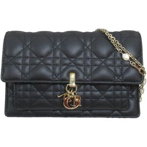 Christian Dior Pre-owned Dior Lambskin Cannage My Dior Daily Wallet on Chain Black