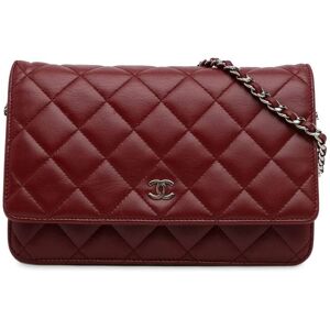 Pre-owned Chanel Classic Lambskin Wallet on Chain Red