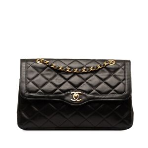 Pre-owned Chanel Lambskin Paris Double Flap Black