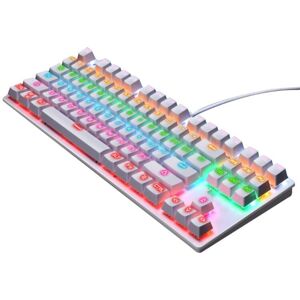 Shoppo Marte LEAVEN K550 87 Keys Green Shaft Gaming Athletic Office Notebook Punk Mechanical Keyboard, Cable Length: 1.8m(White)