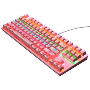 Shoppo Marte LEAVEN K550 87 Keys Green Shaft Gaming Athletic Office Notebook Punk Mechanical Keyboard, Cable Length: 1.8m(Pink)