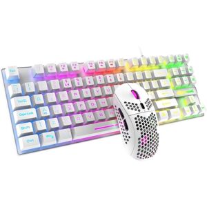 Shoppo Marte ZIYOU LANG T2 88 Keys Gaming Mechanical Luminous Keyboard and Mouse Set, Cable Length: 1.6m(White)