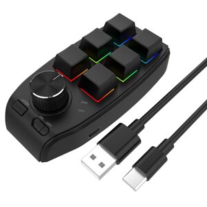 Shoppo Marte USB Wired RGB Custom Mechanical Keyboard 6 Keys 1 Knob Programming Gaming Keypad(Black)