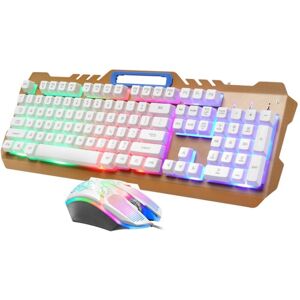 LIMEIDE T21 104Keys Wired Gaming Backlit Computer Manipulator Keyboard and Mouse Set, Cable Length: 1.4 m(White)