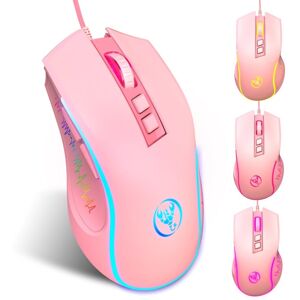 HXSJ X100 7-buttons 3600 DPI Cool Glowing Wired Gaming Mouse, Cable Length: 1.5m (Pink)