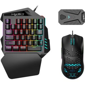 HXSJ V100+J900+P8 One-handed Keyboard + Programming Gaming Mouse + Keyboard Mouse Converter Set