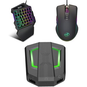 HXSJ P6+V100+A867 Keyboard Mouse Converter + One-handed Keyboard + RGB Gaming Mouse Set