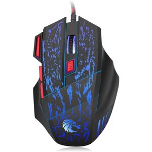 HXSJ H300 7 Keys Flowing Water Crack Colorful Luminous Wired Gaming Mouse(Black)