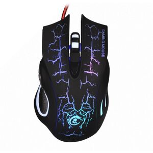 HXSJ A888B 6-keys Crackle Colorful Lighting Wired Gaming Mouse(Black)