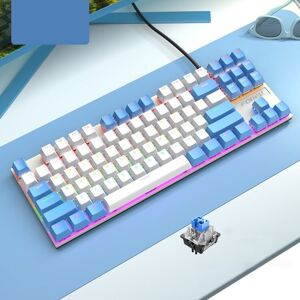 Shoppo Marte FOREV FV-301 87-keys Blue Axis Mechanical Gaming Keyboard, Cable Length: 1.6m(White Blue)