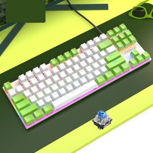 Shoppo Marte FOREV FV-301 87-keys Blue Axis Mechanical Gaming Keyboard, Cable Length: 1.6m(White + Green)