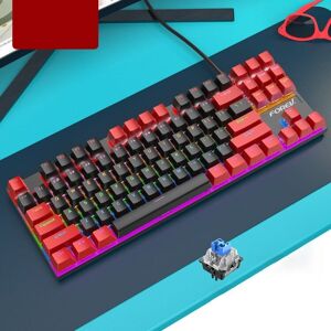 Shoppo Marte FOREV FV-301 87-keys Blue Axis Mechanical Gaming Keyboard, Cable Length: 1.6m(Black Red)