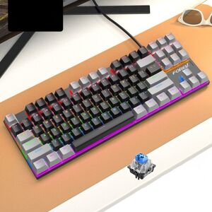 Shoppo Marte FOREV FV-301 87-keys Blue Axis Mechanical Gaming Keyboard, Cable Length: 1.6m(Black Grey)