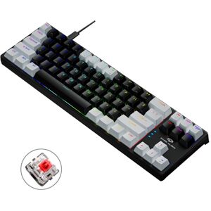 Dark Alien K710 71 Keys Glowing Game Wired Keyboard, Cable Length: 1.8m, Color: White Black Red Shaft