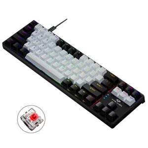 Dark Alien K710 71 Keys Glowing Game Wired Keyboard, Cable Length: 1.8m, Color: Black White Red Shaft