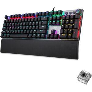 AULA F2088 108 Keys Mixed Light Mechanical Black Switch Wired USB Gaming Keyboard with Metal Button(Black)