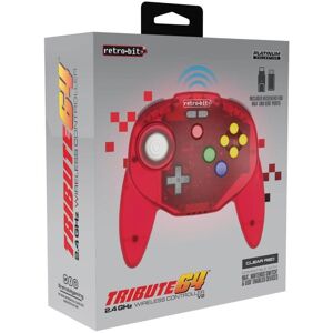 Retro-Bit Tribute 64 2.4GHz Wireless Controller V2 Clear Red