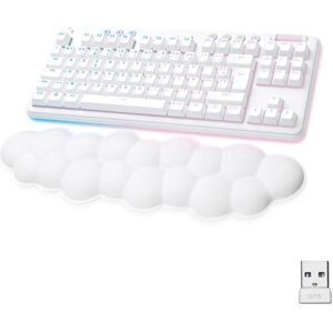 Logitech G - Gaming Keyboard - G715 Linear Wireless Mechanical (GX Red) med handledsstöd - White Mist