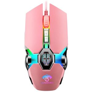 LEAVEN 7 Keys 4000DPI USB Wired Computer Office Luminous RGB Mechanical Gaming Mouse, Cabel Length:1.5m, Colour: S30 Pink