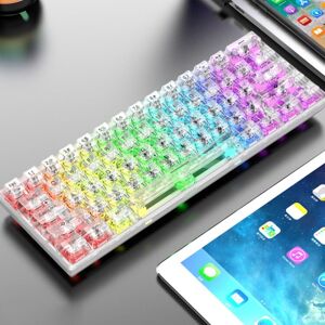 Shoppo Marte XUNFOX K30 Pro 2.4G + BT + Wired Transparent 61-Keys Mechanical White Axis Keyboard(White)