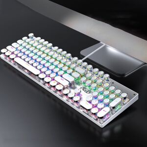 T-WOLF T75 104 Keys Adjustable RGB Light Computer Game Wired Mechanical Keyboard(White)