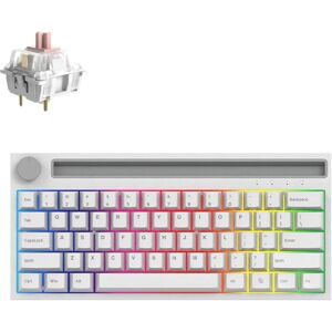 Ajazz K620T 62 Keys Bluetooth Wireless Dual Mode Mechanical Keyboard, Style: Pink Shaft (White)