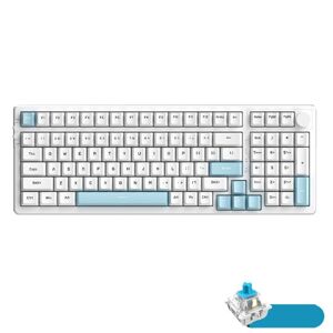 Shoppo Marte Ajazz AK992 99 Keys Wireless/Bluetooth Three-Mode Hot Swap RGB Gaming Mechanical Keyboard Green Shaft Non-light Version (Blue)