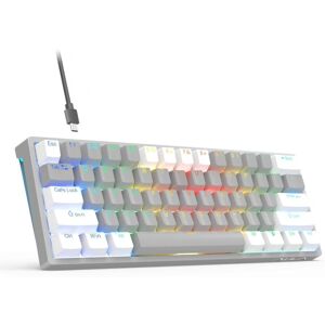 AULA F3261 Type-C Wired Hot Swappable 61 Keys RGB Mechanical Keyboard(White Grey Green Shaft)