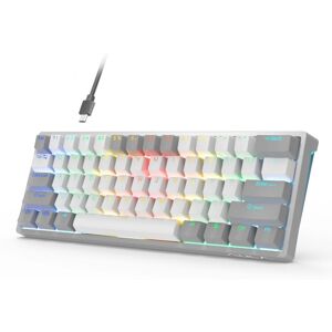 AULA F3261 Type-C Wired Hot Swappable 61 Keys RGB Mechanical Keyboard(Gray White Red Shaft)