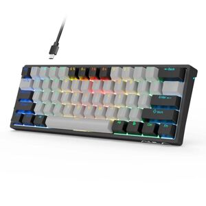 AULA F3261 Type-C Wired Hot Swappable 61 Keys RGB Mechanical Keyboard(Black Grey Tea Shaft)