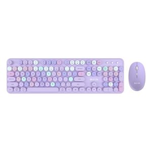 AULA AC306 104 Keys Retro Wireless Keyboard + Mouse Combo Set(Purple Colorful)