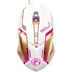 iMICE V8 LED Colorful Light USB 6 Buttons 4000 DPI Wired Optical Gaming Mouse for Computer PC Laptop(White)