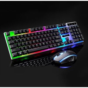 Shoppo Marte ZGB G21 1600 DPI Professional Wired Colorful Backlight Mechanical Feel Suspension Keyboard + Optical Mouse Kit for Laptop, PC(Black)