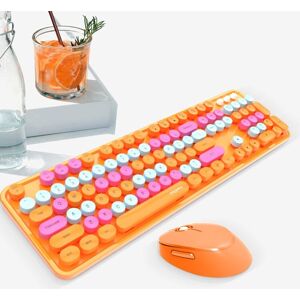 Mofii Sweet Wireless Keyboard And Mouse Set Girls Punk Keyboard Office Set, Colour: Vibrant Orange Mixed Color