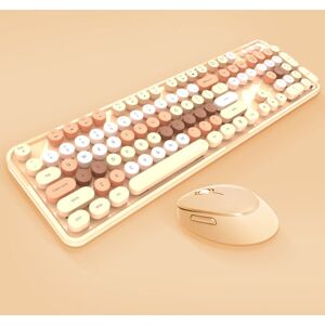 Mofii Sweet Wireless Keyboard And Mouse Set Girls Punk Keyboard Office Set, Colour: Milk Tea Mixed Color