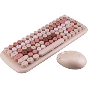 Mofii CADNY Pink Girl Heart Mini Mixed Color Wireless Keyboard Mouse Set (Milk Tea)