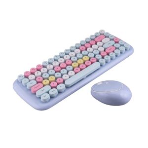 Mofii CADNY Pink Girl Heart Mini Mixed Color Wireless Keyboard Mouse Set (Light Blue)