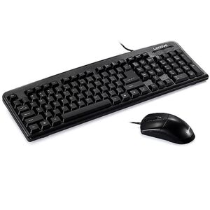 Lenovo KM4800 Simple Wired Keyboard Mouse Set, Matte Version (Black)