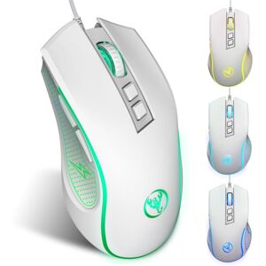 HXSJ X100 7-buttons 3600 DPI Cool Glowing Wired Gaming Mouse, Cable Length: 1.5m (White)