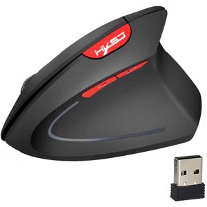 HXSJ T24 6 Buttons 2400 DPI 2.4G Wireless Vertical Ergonomic Mouse with USB Receiver(Black)