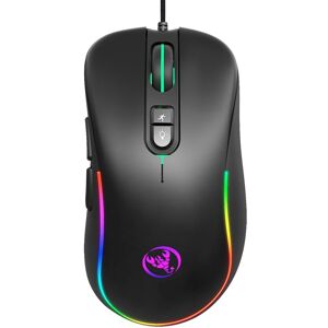 HXSJ J300 7 Keys RGB Lighting Programmable Gaming Wired Mouse(Black)